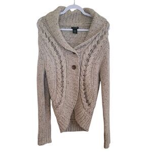 Vintage Calvin Klein Wool Blend Shawl Collar Cardigan Women's Size Medium Tan